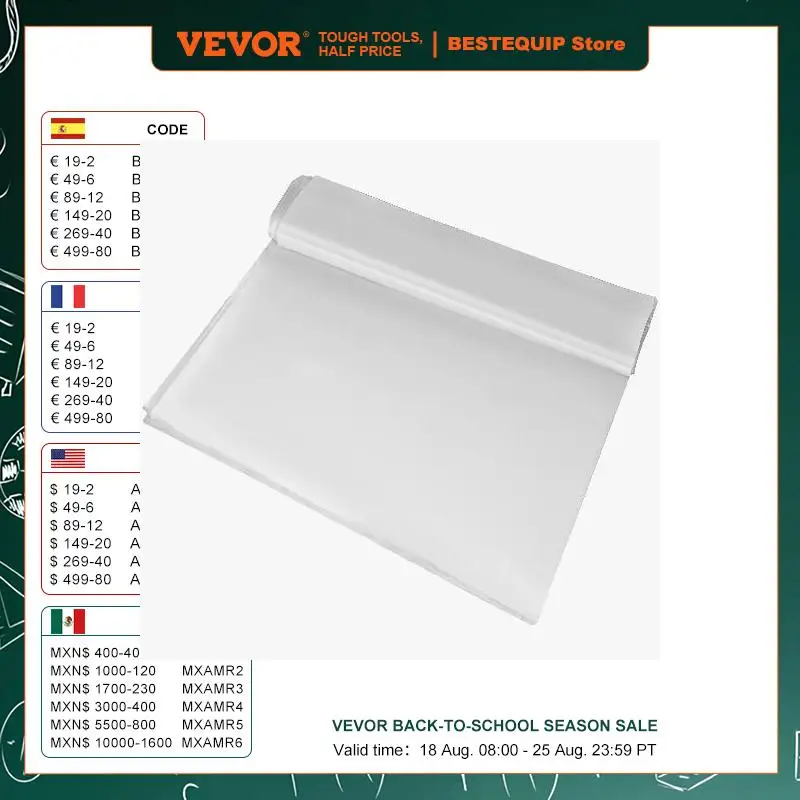 VEVOR Greenhouse Film Polyethylene Keep Warming Clear Plastic Film for Industrial Residential Construction Masonry Agriculture