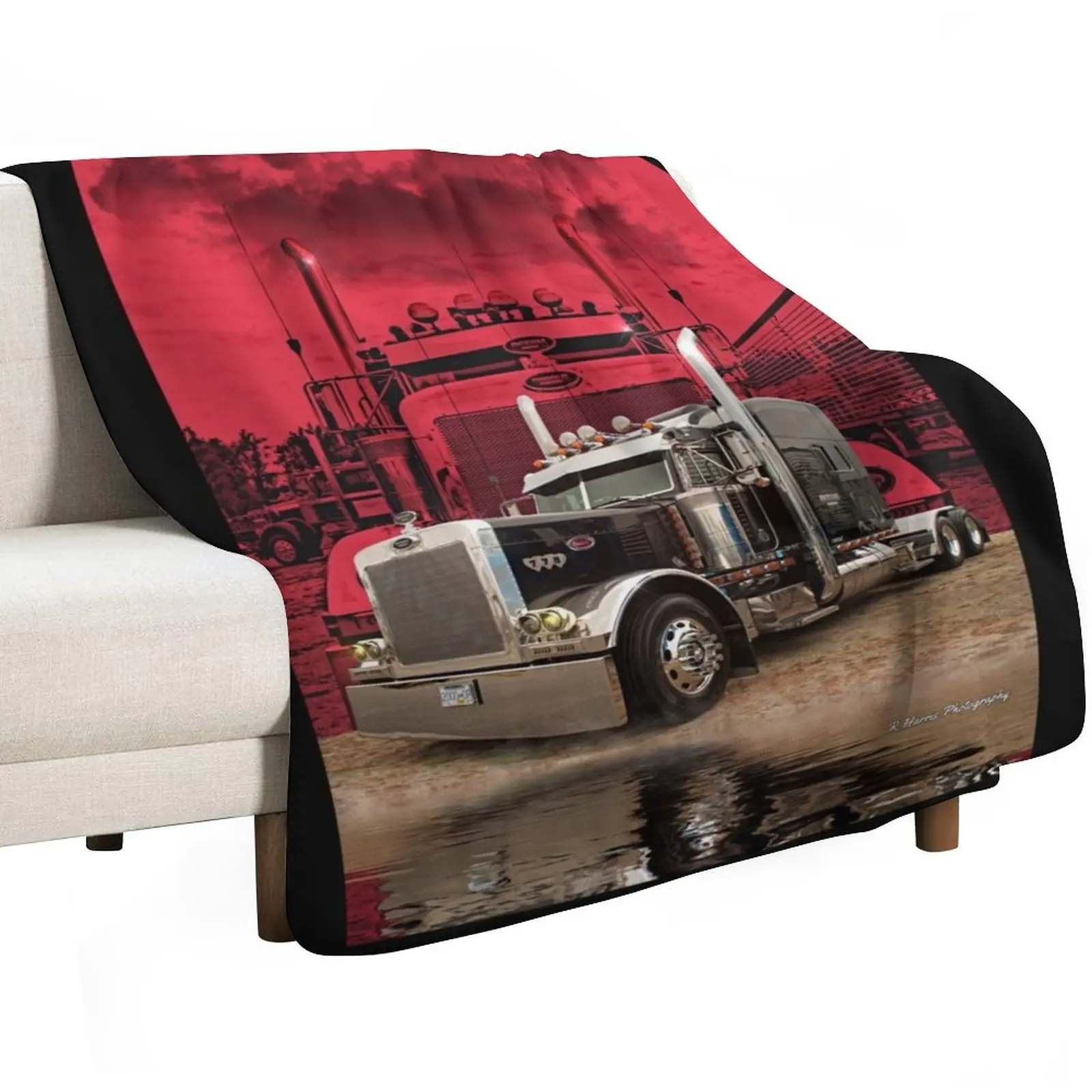 

Peterbilt with Red Peterbilt background Throw Blanket funny gift Bed covers Warm Luxury Designer Blankets