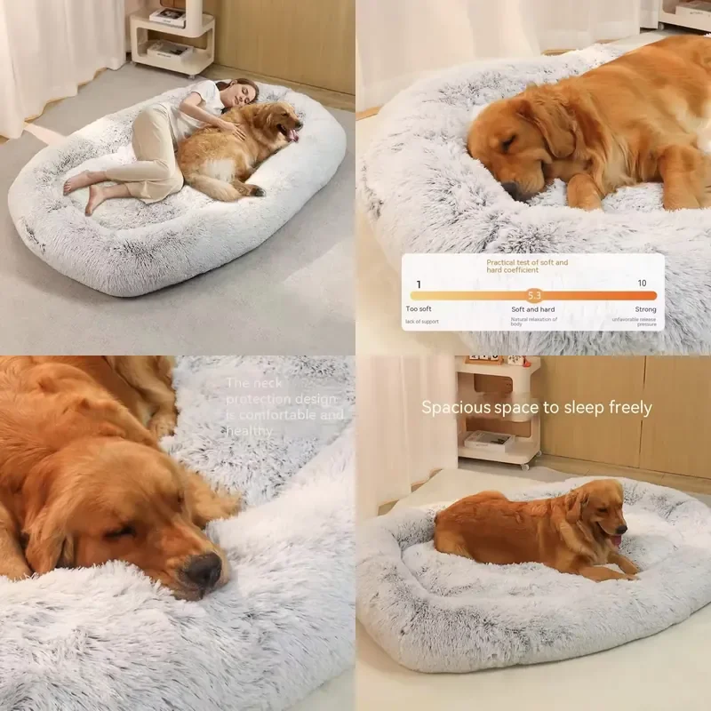 Modern Oversized Dog Bed Warm Long Haired Winter Pet Bed Removable Washable Mattress Suitable for Human Use Eco Friendly