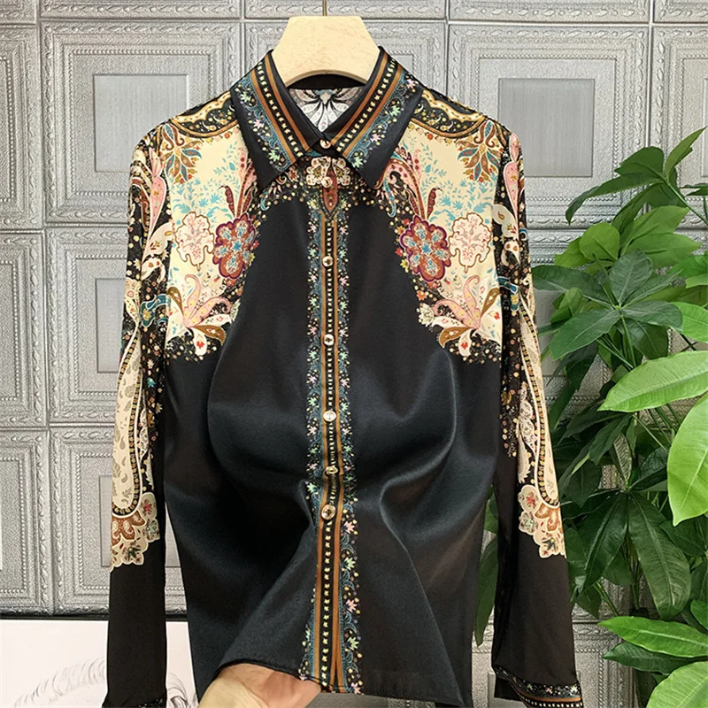 FANIECES 3XL camisas e blusas 셔츠 2024 Hot Sales Women's Vintage Black Apricot Tops Button Elegant Formal Shirts Blouses 6251