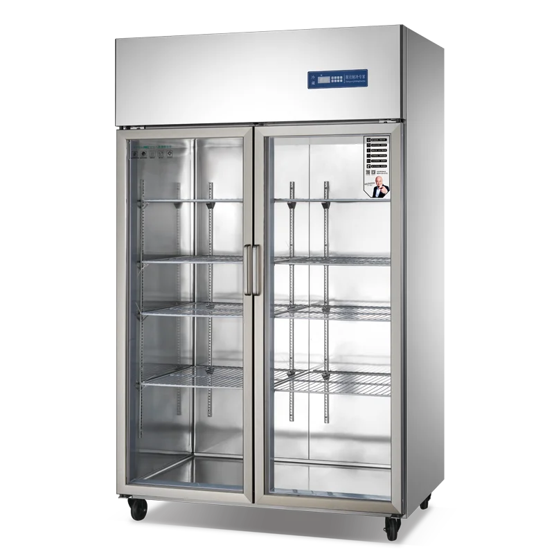 

Hot sale stainless steel cold storage fridge outdoor double door fridge temperature display double door display fridge