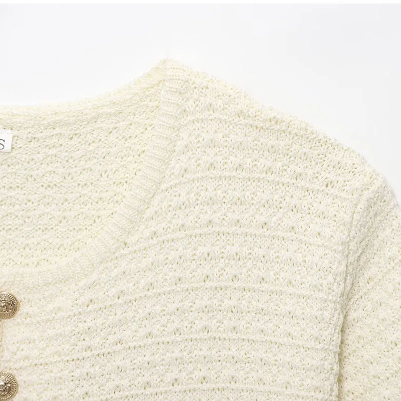 Cardigan For Women Button Short -Sleeved Women's Sweater Crop Cute Summer knit Y2k Crochet White Top Office Casual Thin Cardigan