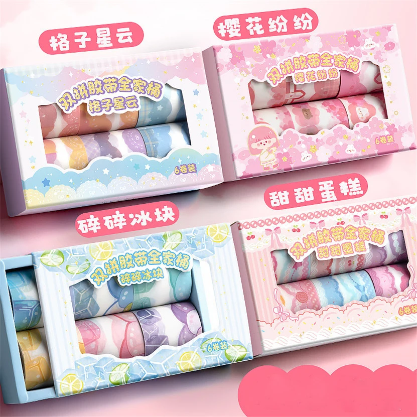 

Washi Tapes 6Pcs Sakura Scrapbooking Stickers Cute Decoration Cinta Adhesiva Masking Tape Pegatinas Papelería y Oficina Bonita