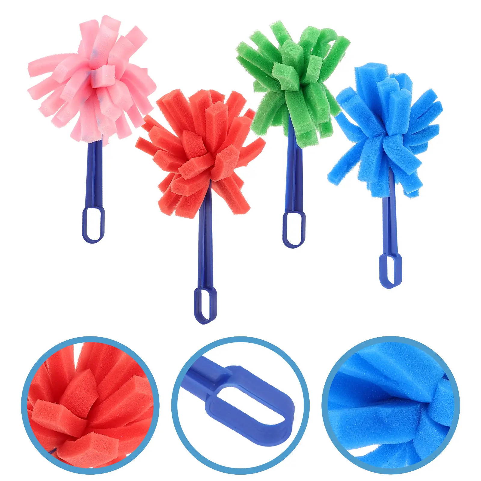 4Pcs Childrens Sponge Paint Brushes Set for Arts Crafts Painting Stamping Fine Motor Coordination Artistic Expression