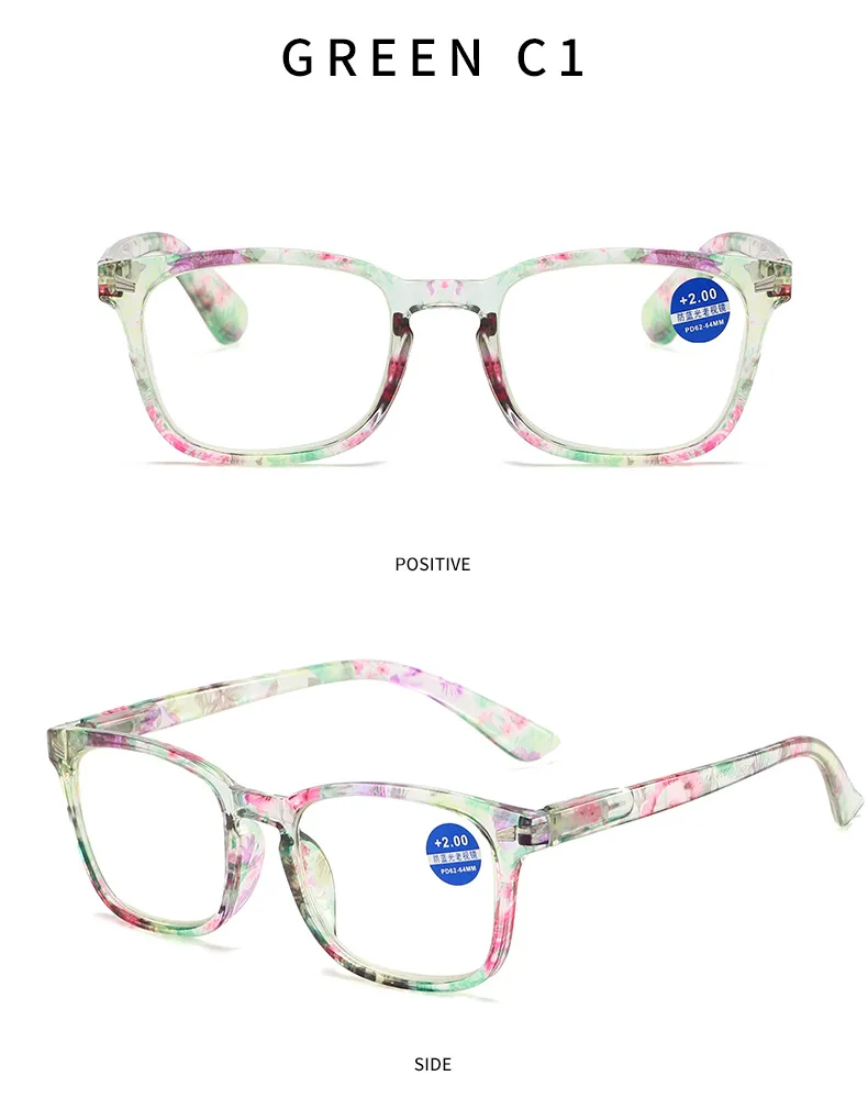 Hochauflösende Anti-Blau-Lesebrille, modische ultraleichte Presbyopie-Brille für Damen + 100 + 150 + 200 + 250 + 300 + 350 + 400 – Detail 11