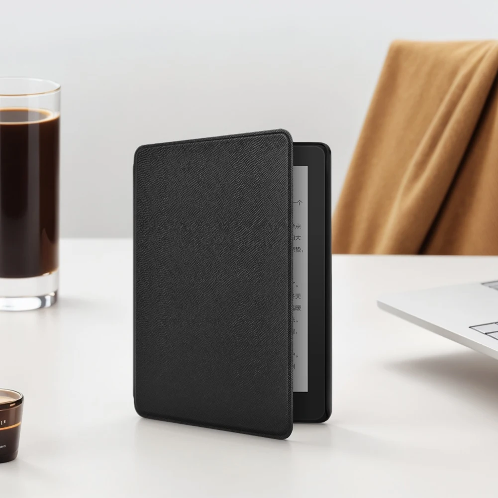حافظة واقية مع غطاء ذكي آلي للنوم ويك من جلد البولي يوريثان لجهاز Kindle Paperwhite Signature 2024 تم إصدارها