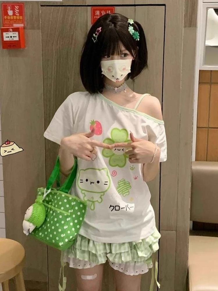 Camisetas elegantes Vintage Kawaii para mujer, Tops Y2K, ropa gótica, ropa de calle, camisetas de subcultura, moda japonesa de verano