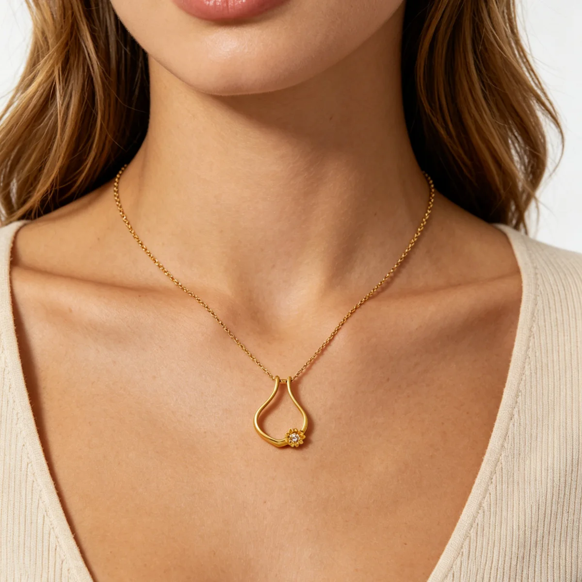 Sonnenblumen-Hufeisen-Form Halter-Halskette für Frauen 18k Vergoldet Minimalistische Hochzeitshalskette Schmuckgeschenk für Sie/Frauen/Mädchen