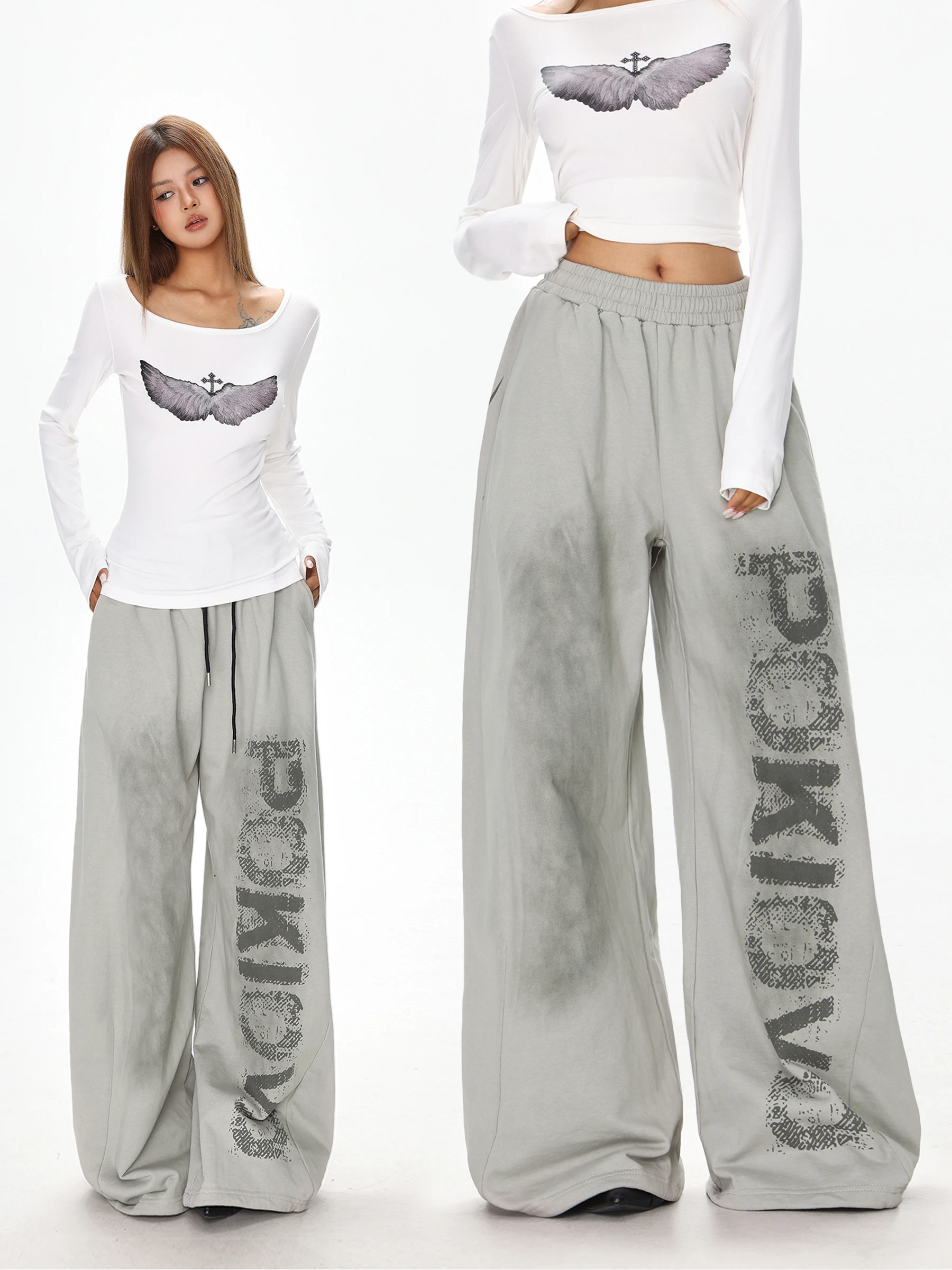 

Широкие брюки женские зимние, прямые, свободные, в стиле ретро, американский кэжуал, спортивные штаны