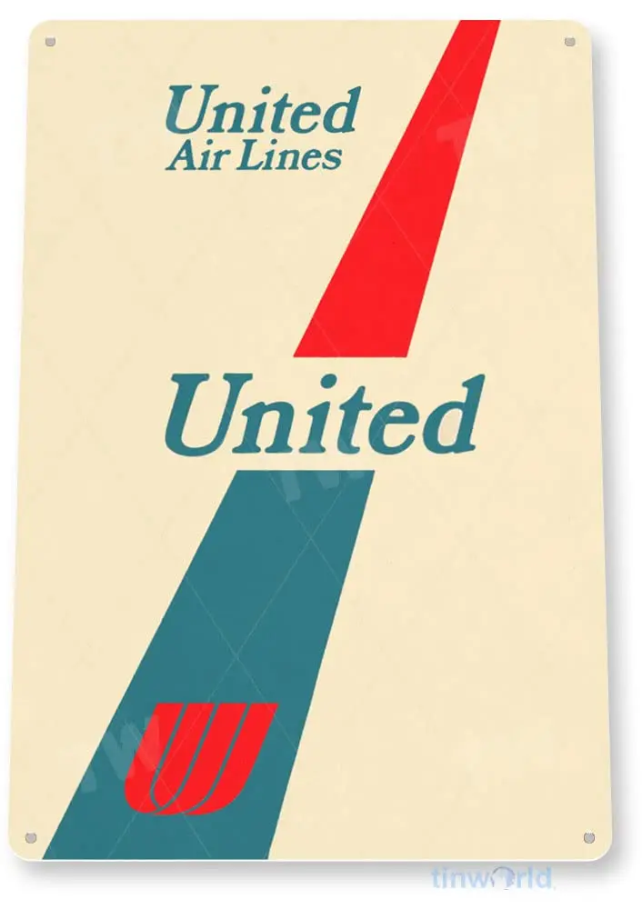 TIN SIGN United Airlines Sign Retro Commercial Aviation Sign Metal Decor C633