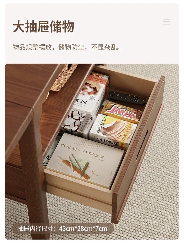 Winter wood solid wood movable folding coffee table living room household small apartment tea table tea table modern simple sofa