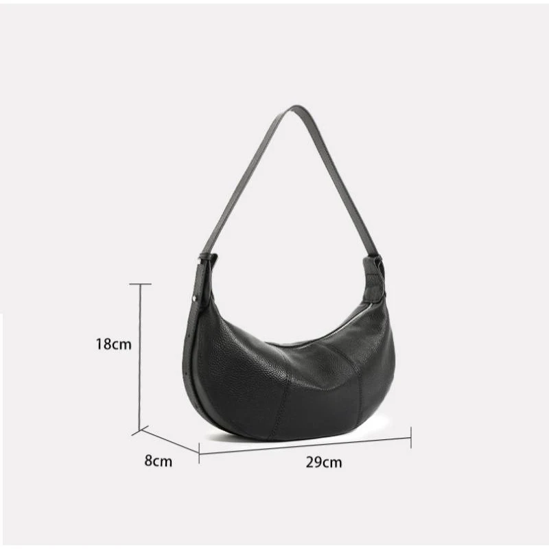 Damen Halbmondförmige Dumpling-Tasche aus Rindsleder, Vintage Unterarm-Schultertasche Crossbody-Handtasche für den Täglichen Arbeitsweg – Detail 1