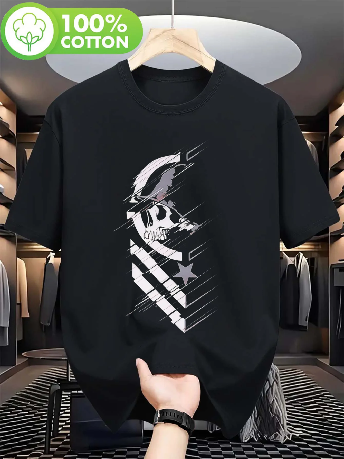 Sommer-Trend Herren T-Shirt - Streetwear Mode Locker Geschnitten Geeignet für Tägliches Sportliches Tragen Aus 100% Reiner Baumwolle Weiche Textur