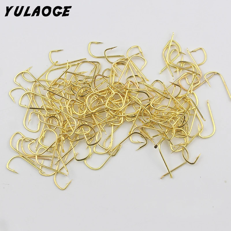 50PCS/lot shank hook fly fishing hooks carp hooks Barbed small hooks Golden Fishing Hook Carbon Steel fishing kit