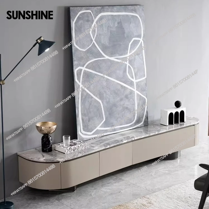 

Italian light luxury marble TV cabinet combination, modern simple solid wood floor cabinet