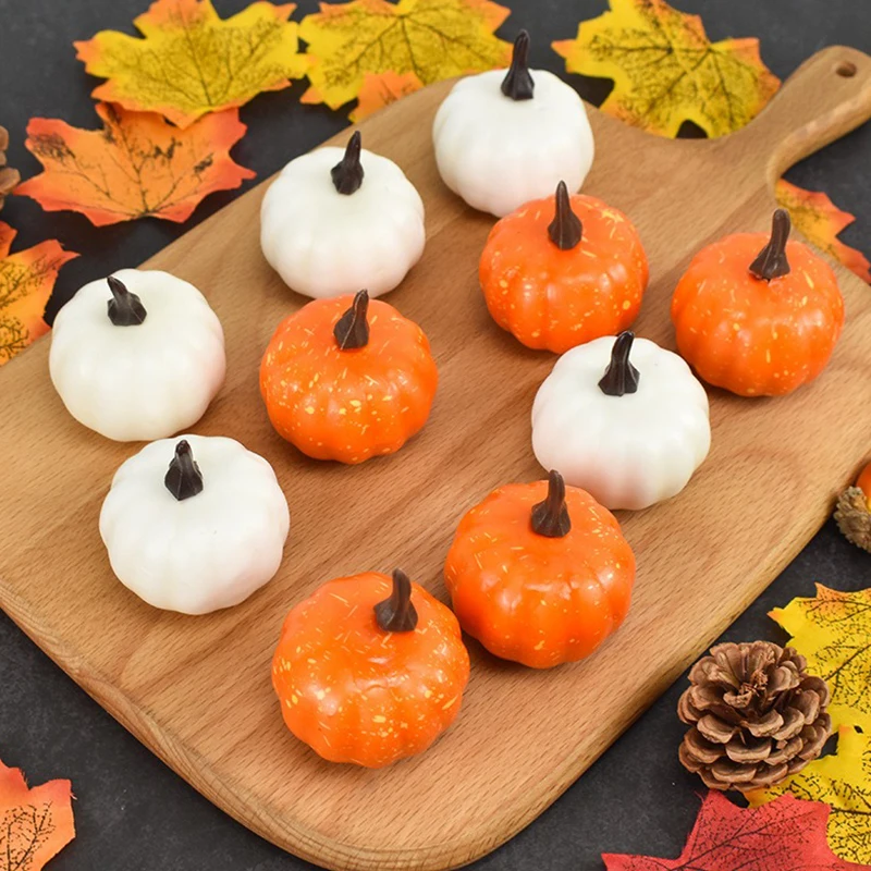 12PCS/Pack Lifelike 5.5cm Mini Pumpkins Yellow White Optional Fall Table Centerpiece and Halloween Spooky Season Decorations ZYF