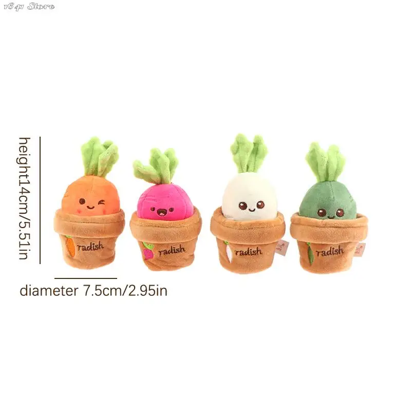 Kids Educational Finger Toy Creative Cartoon Potted Carrot Plush Toys Pull Out The Turnip Vegetable Key Chain Plush Stuffed Doll