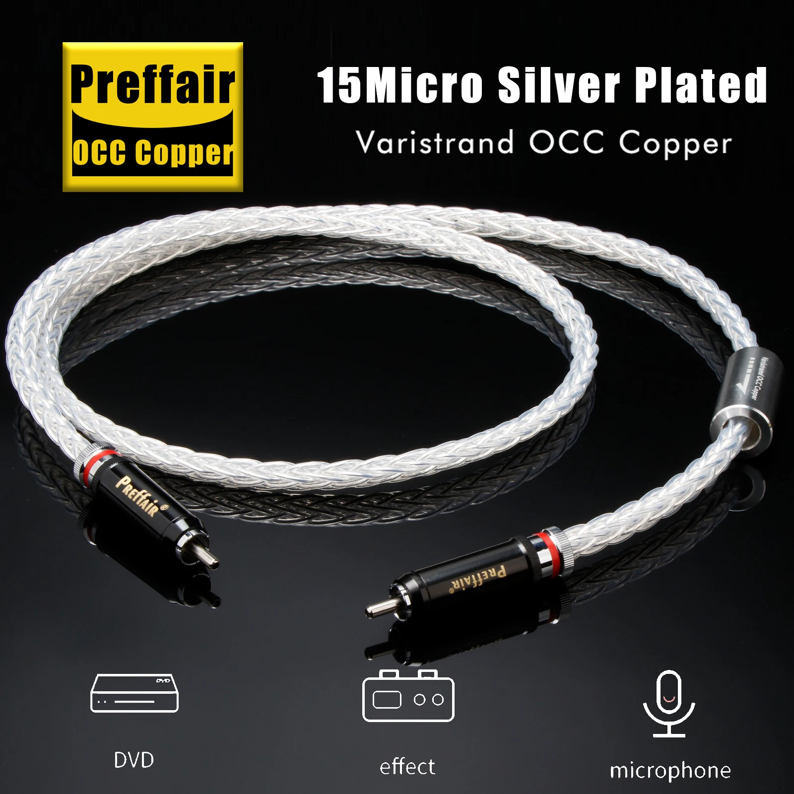 Hifi Audio RCA-Kabel 12-adrig 7N OCC Versilbertes Kabel Selbstverriegelnd für Heimkino, HDTV, Verstärker, Hi-Fi-Systeme – Detail 7