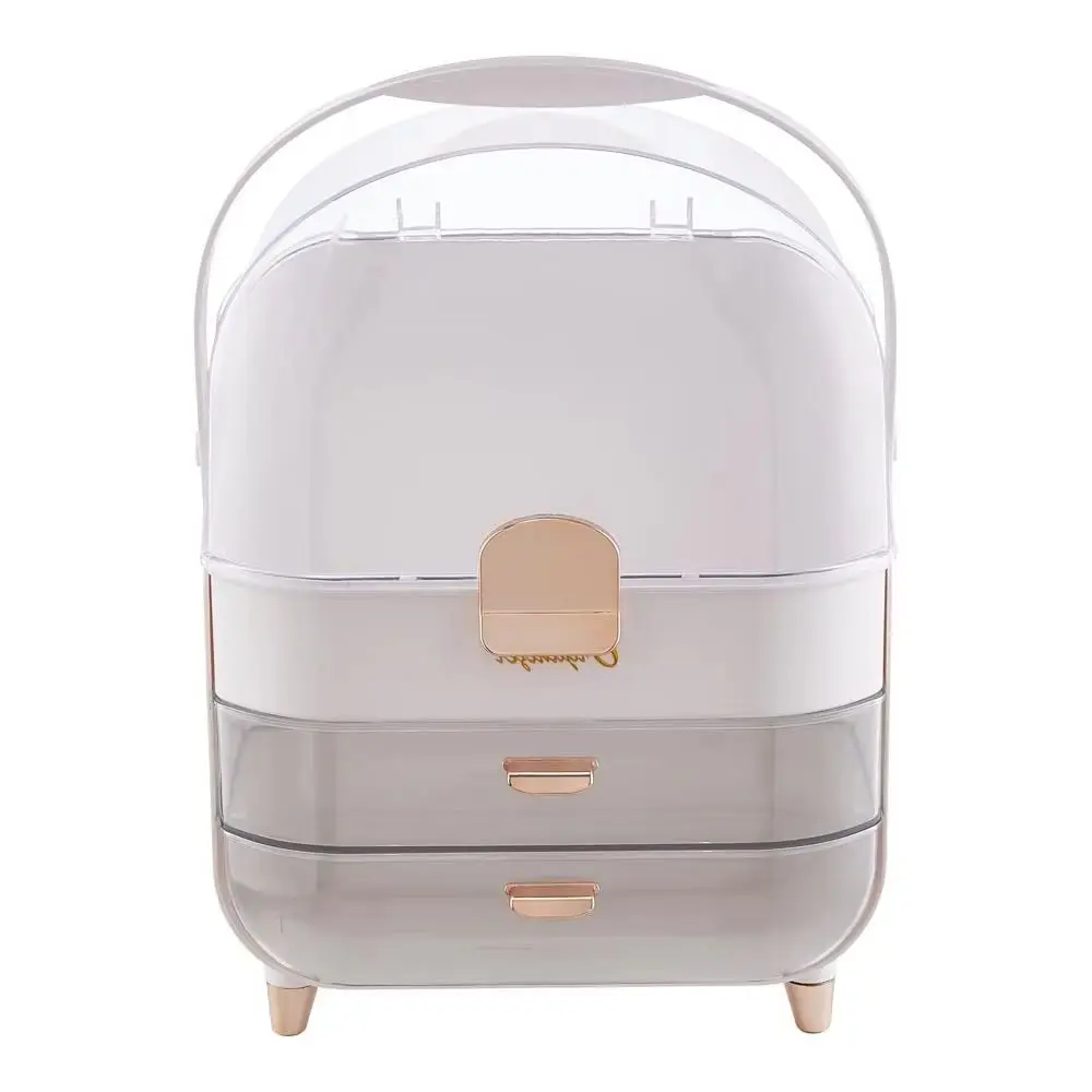 White Large Dustproof Makeup Organizer with Drawers