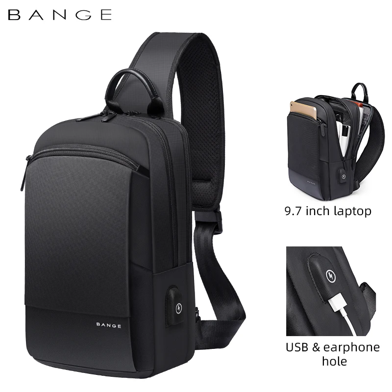 

Bange Fashion Men Travel Waterproof Casual Male Chest Sports Packs Messenger Shoulder Bag Boys Running for iPad mini