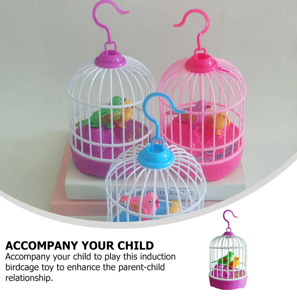 Cage à oiseaux de simulation Shoous pour enfants, jouets intelligents, musique chantante, actionné par induction