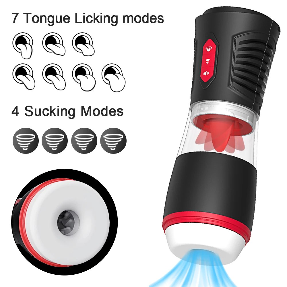 Automatic Male Masturbator Powerful Sucking Machine Tongue Licking Stimulation Glans Masturbation Blowjob Sex Toy for Men