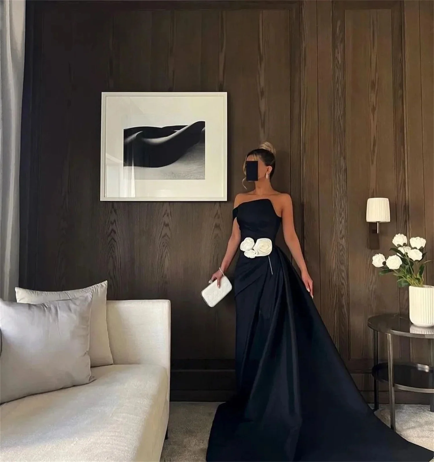 

Black Slit Long Bespoke Occasion Gown Evening Dresses Pastrol Unisex Jersey Retro Dubai Saudi Arabic Israel Prom Customized