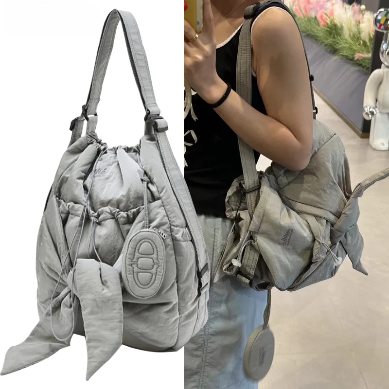 Export Korean Women Bag 2024 New Arrival  Sle Athe Bows Large Capaci Multi-Functional Shoulder Crossbody Backpack