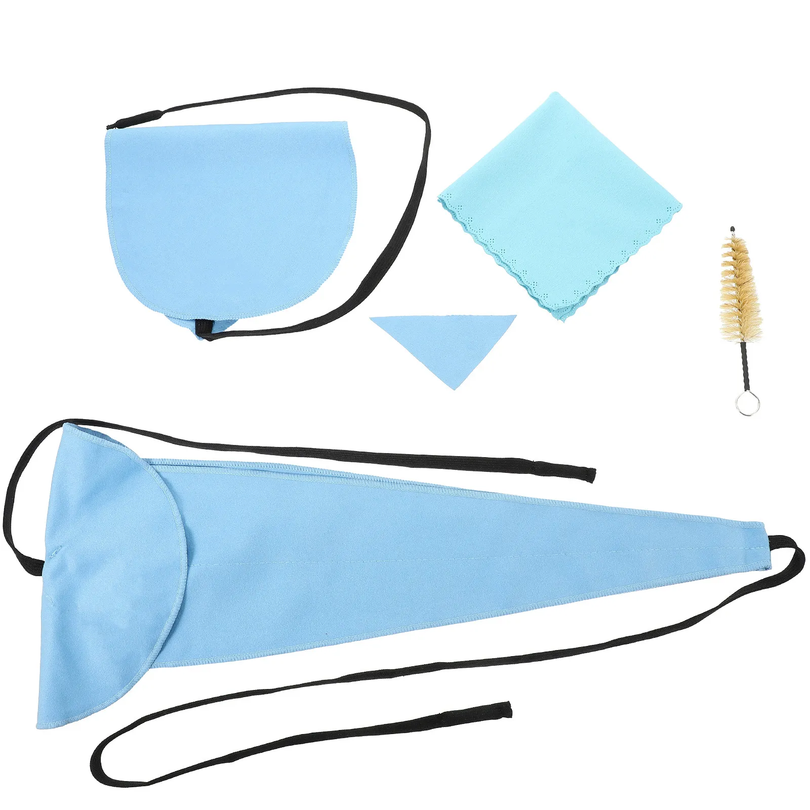 Saxophone Cleaning Care Kits Blue Man-Made Chamois Absorbent Pull Through Swab Mouthpiece Brush for Clarinet Flute Woodwind
