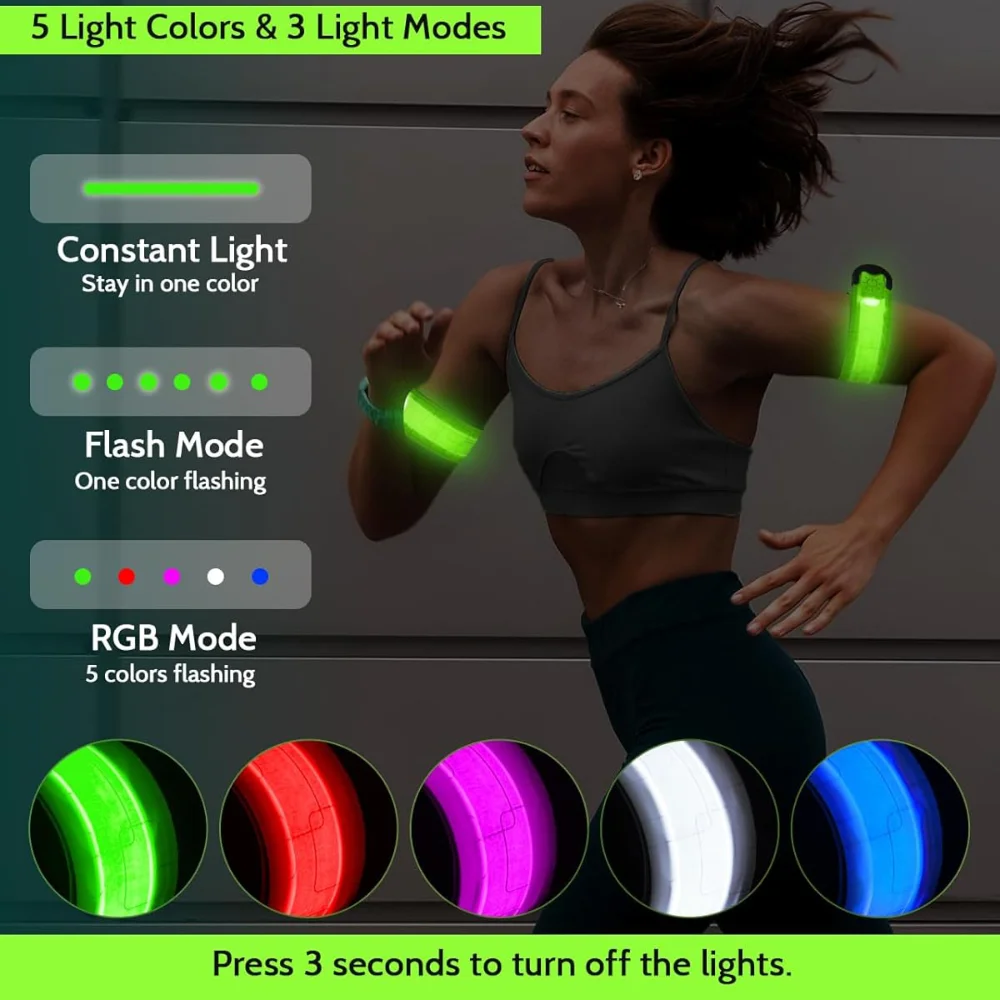 USB LED Armband Rechargeable High Visibility Night Running Armband Unisex Leg Warning Wristband