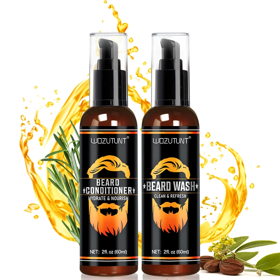 2fl.Oz/60ml Beard Washing Protective Set Shampoo and Conditioner Gentle Cleansing Refresh Hydrate Nourish Men's Beard