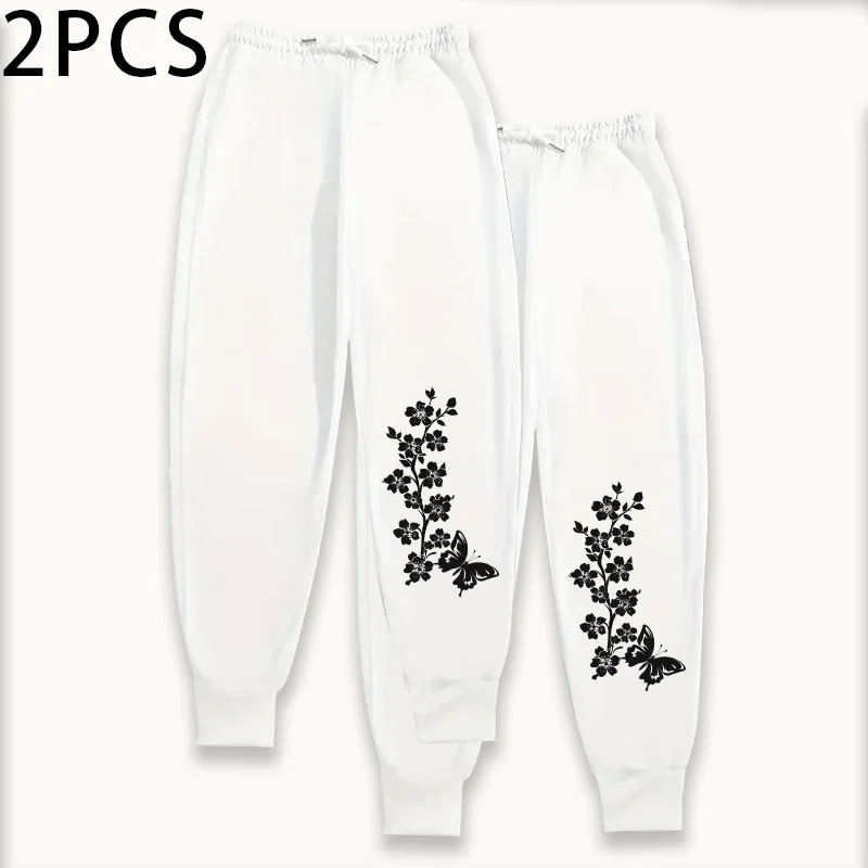 2 حزمة المرأة ركض استرخاء صالح Sweatpants والشتاء صالة فستان أطفال مع سروال داخلي 2025 الخريف الحرارية الراحة صالح بناطيل كاجوال 2 قطعة