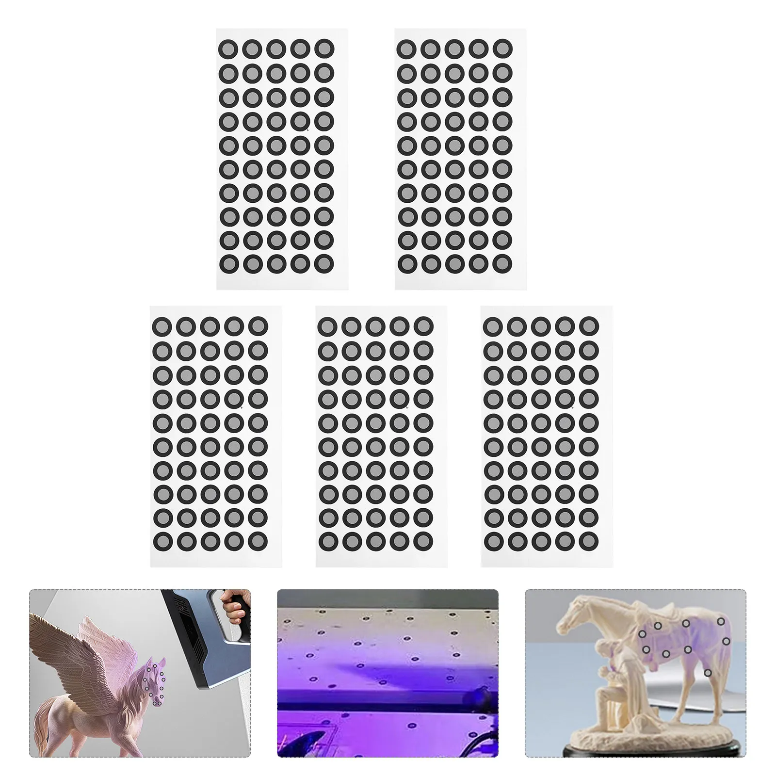 

5 Sheets Reflective Marking Points High Reflective Tear Resistant 3D Scanner Marker Point Reference Film Thickness 0 for Pet