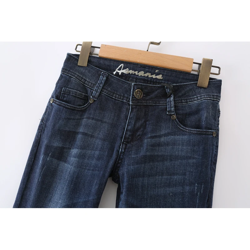 Slim Fit Faionable damesjeans Trendy broek met rechte pijpen Lange lengte Sli Casual comfortabele denimbroek