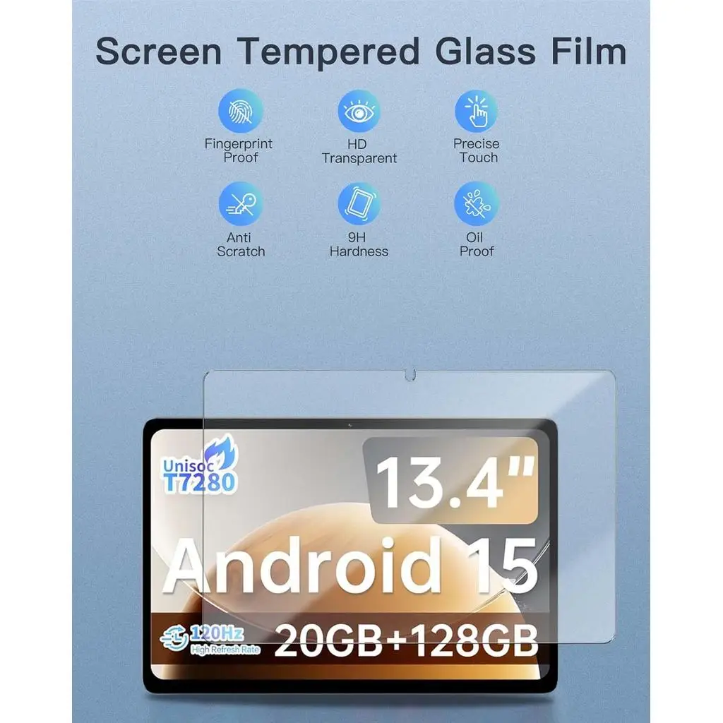 Screen Protector for TECLAST T65 Android 15 Tablet 13.4 inch, Tablet 9H Tempered Glass Scratch Resistant Screen Protector