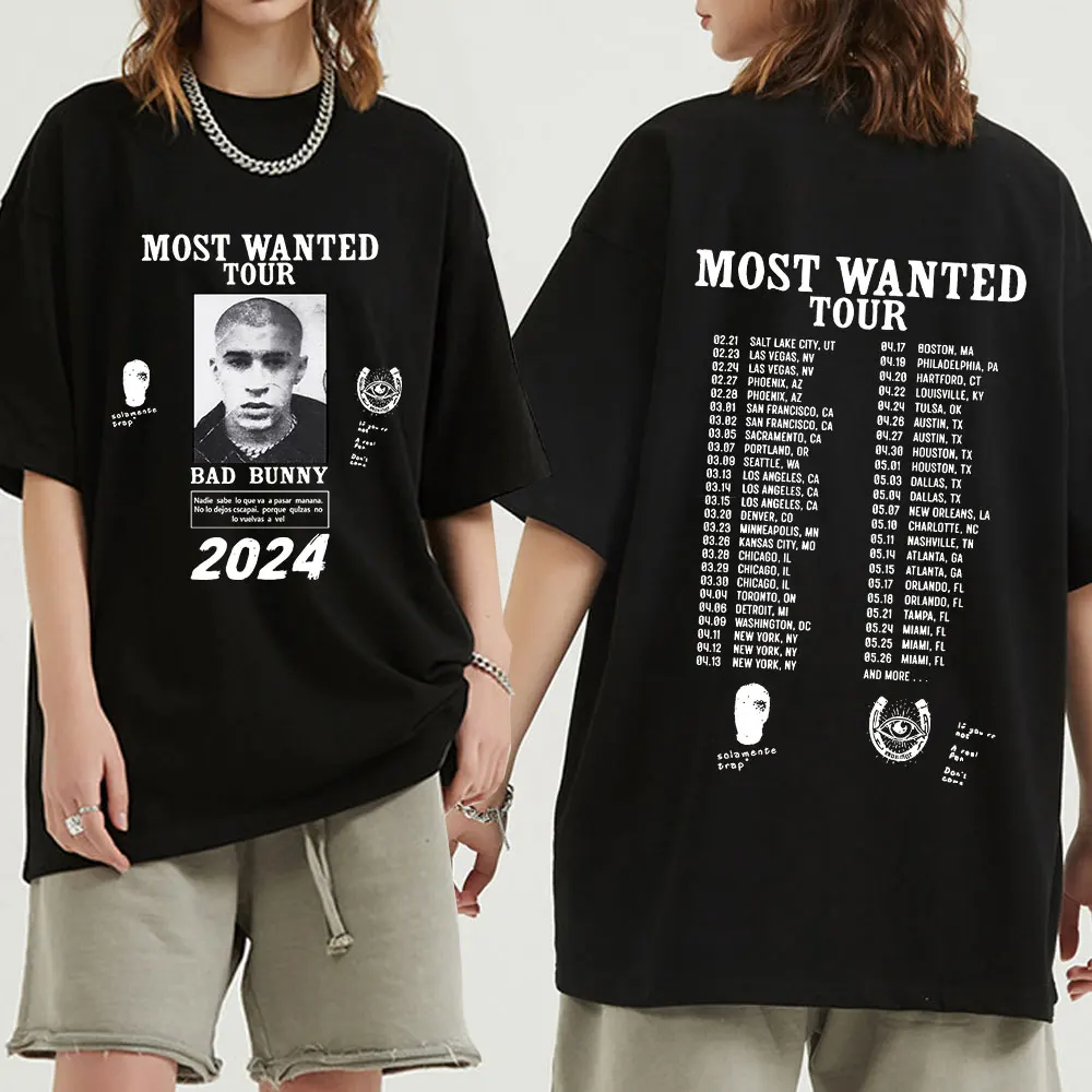 Bad Bunny T Shirt Most Wanted Tour 2024 Nadie Sabe Lo Que Va A Pasar Manana T-shirt Men Hip Hop Short Sleeve T-shirts Streetwear