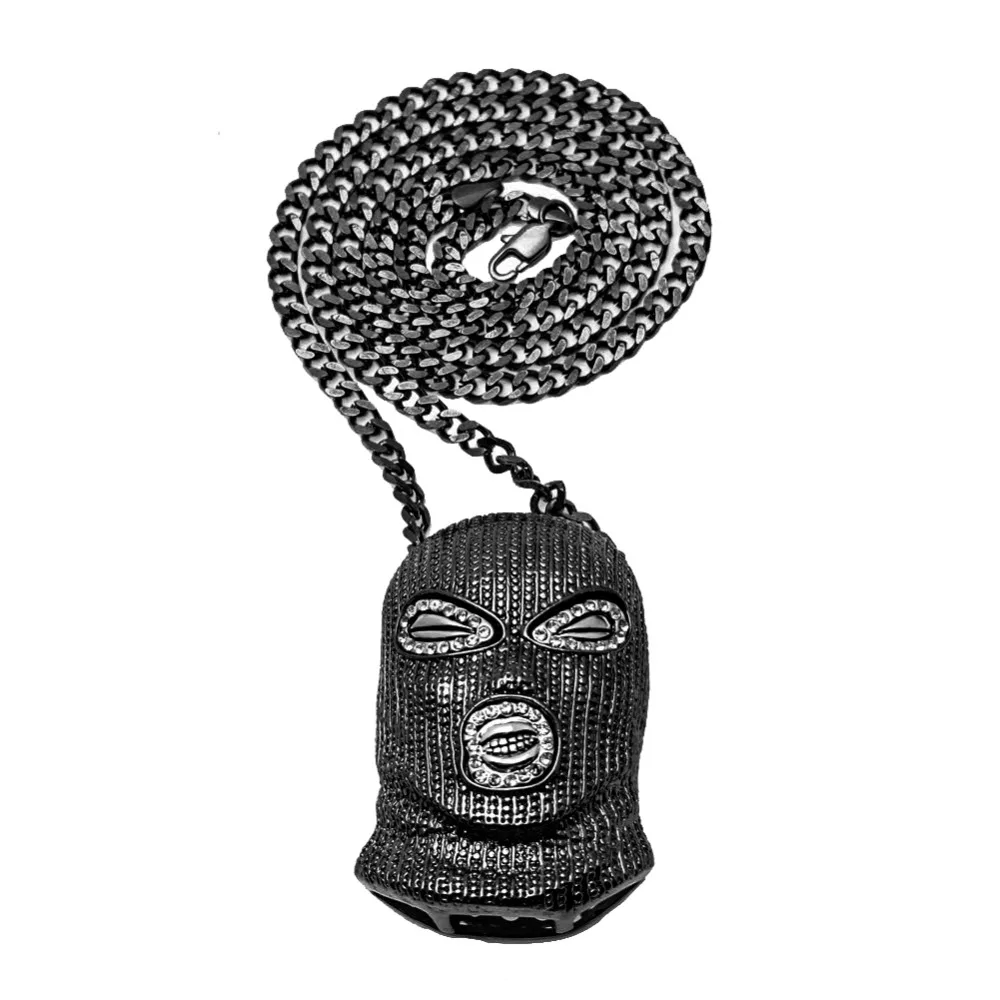 New Fashion Personalized Inlaid Zirconia Anti-terrorism Headdress Pendant Necklace Men's Hip-hop Nightclub Trend Pendant Jewelry