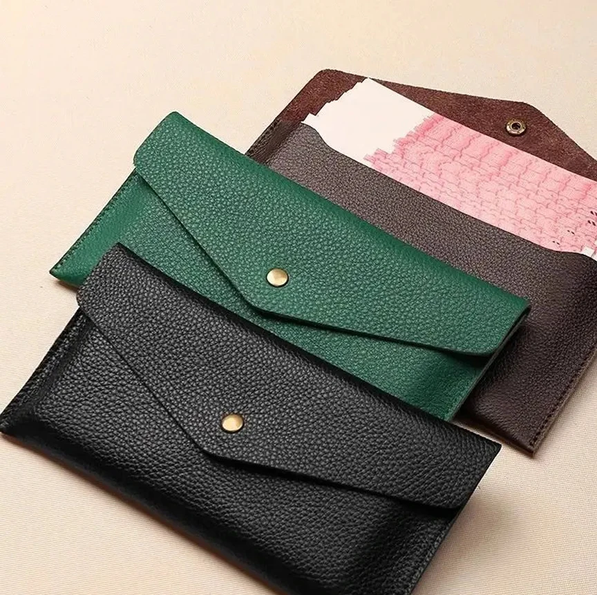 Slim Cash Envelope Wallet Minimalist Soft PU Leather Money Binder Organizer Waterproof Coin Pouch Name Card Holder Male Female