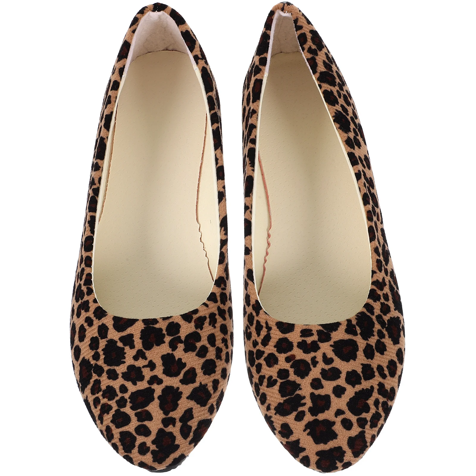 

Flat Heel Pointed Toe Shoes Khaki Leopard Size 40 For Women Fashion Lady Shoe Comfortable Breathable Elegant Wear Ideal