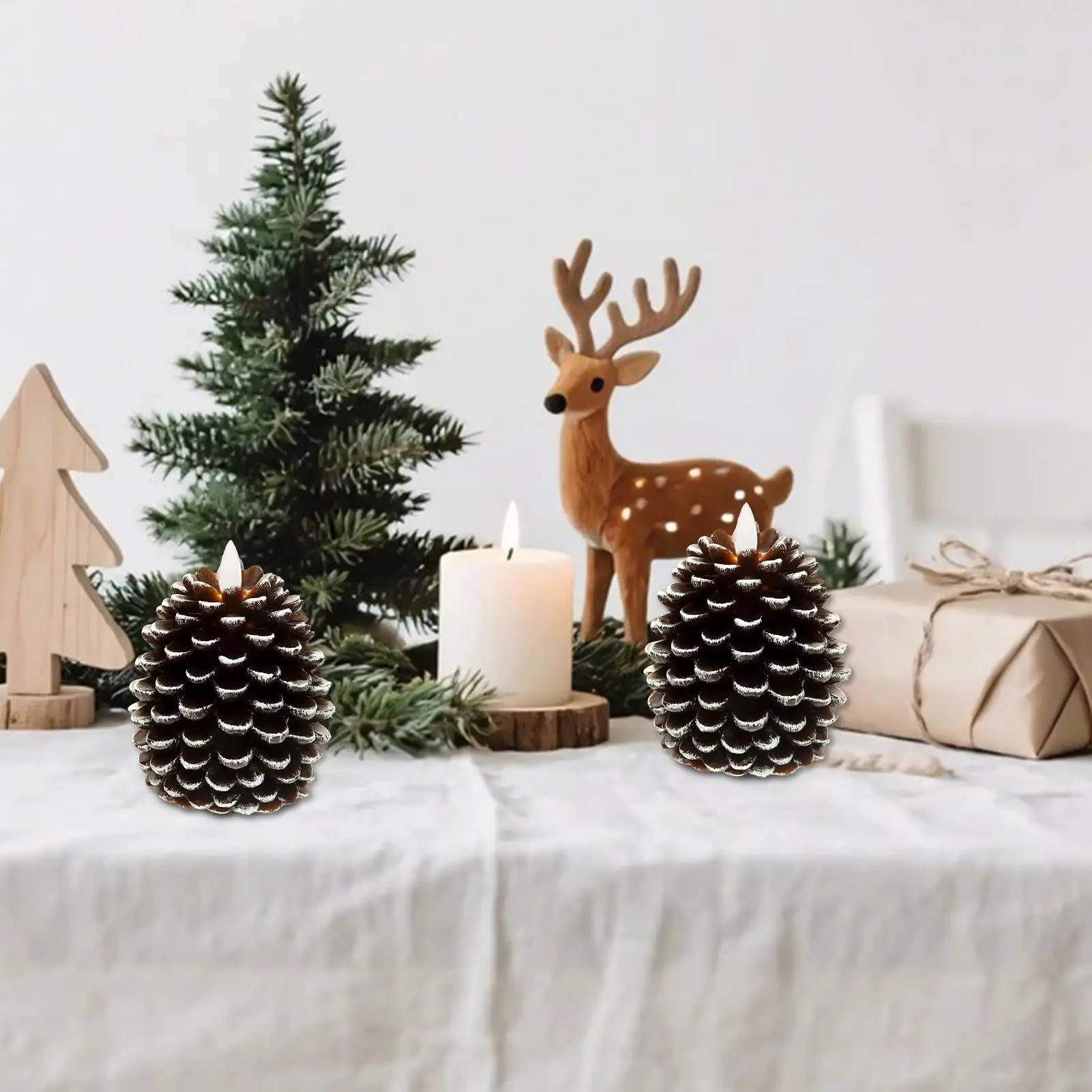 Velas de pinha sem chama, velas led de pinha, cera falsa para natal, lareira, janela, sala de estar, mesa, quarto