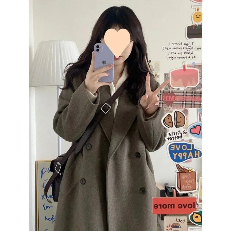 

High-end double-sided woolen coat women's medium and long 2024 autumn and winter new Hepburn style small woolen coat