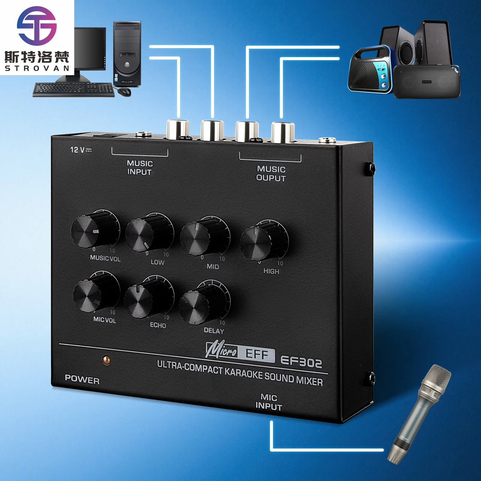 EF302 Mixing Console Reverb Karaoke Microphone Preamplifier Home Outdoor Computer Small Karaoke Mixer