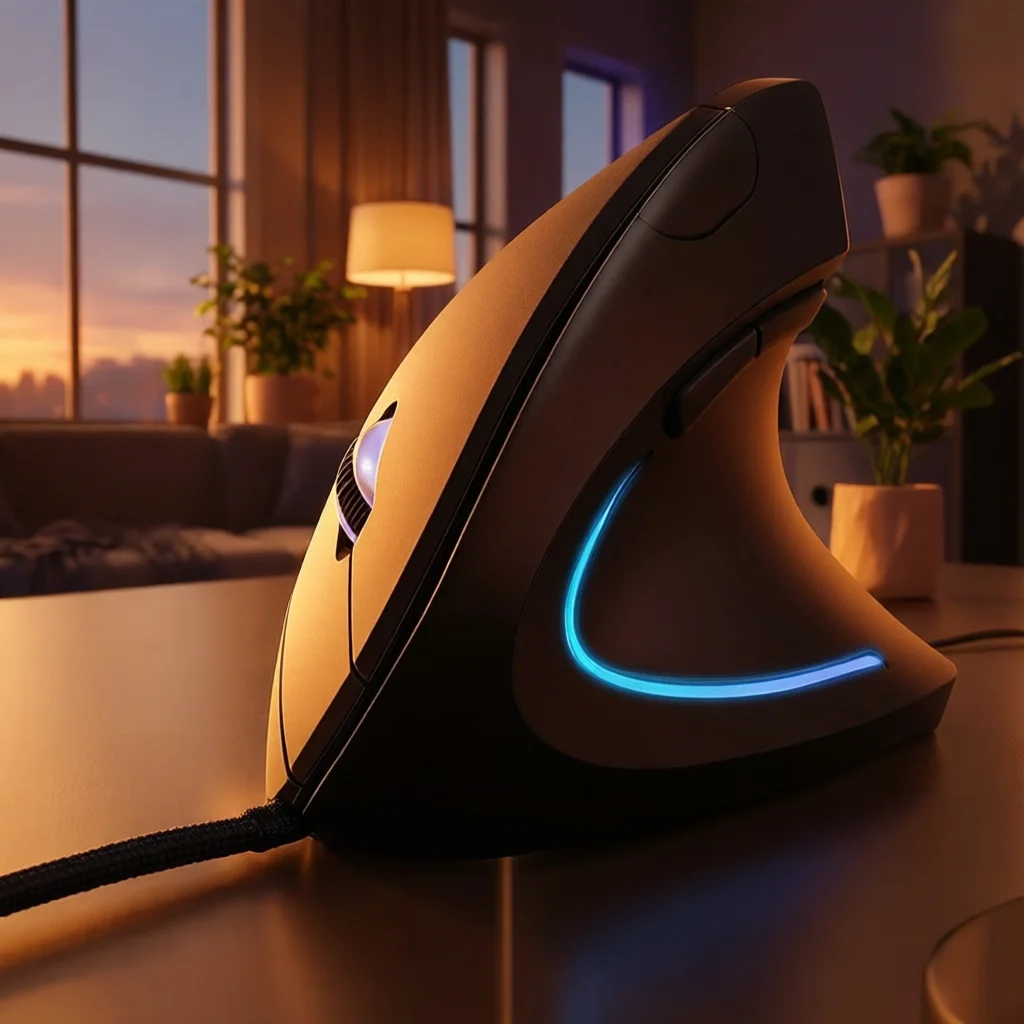 Wired Right Hand Vertical RGB Mouse Ergonomic Gaming Mouse 3200DPI USB Optical Wrist Healthy Mause for PC Computer