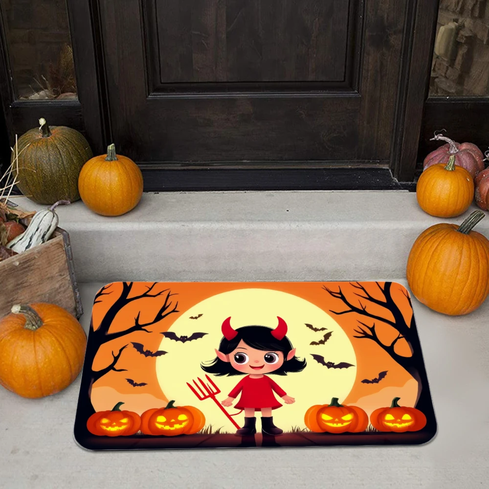 VIKAMA Diatom Mud Halloween - Alfombra de puerta estilo y tapetes de baño: resistente a la decoloración, antideslizante, resistente al agua para entrada