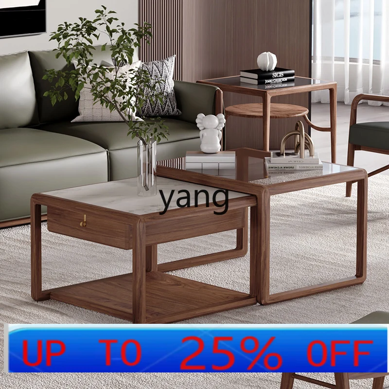 

LH современный простой журнальный столик из цельного дерева для гостиной, дома, небольшой квартиры, светлый, роскошный, стеклянный, квадратный