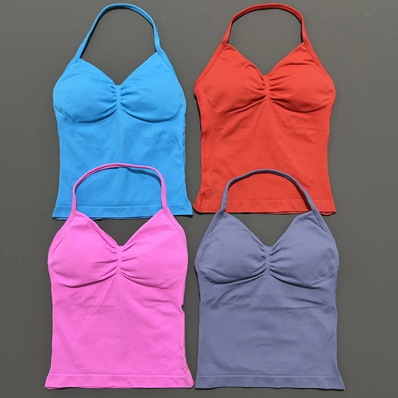 لا شعار المرأة الخطوط الطويلة Strappy الأعلى سلس اليوغا تانك القمم الرياضة تجريب سترة عارية الذراعين أكتيفيوير الجري الصالة الرياضية القمم