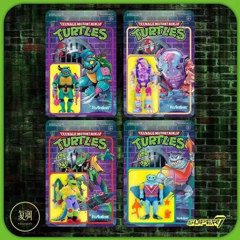 Figuras de acción de Tortugas Ninja Super7, serie 4, figuras de acción humanas mutantes de las tortugas malas, modelo de juguete, regalo en Stock