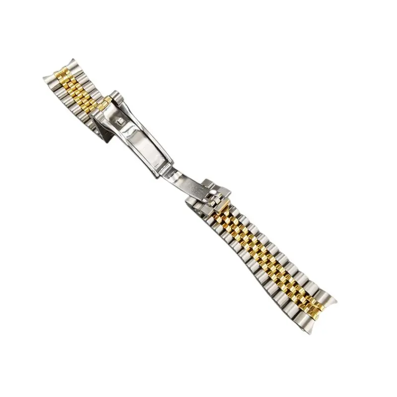 316L Solid Stainless Steel Curved End Jubilee Hidden Clasp 17mm 20mm 21mm Watch Strap Band Bracelet Fit for Rolex Watch