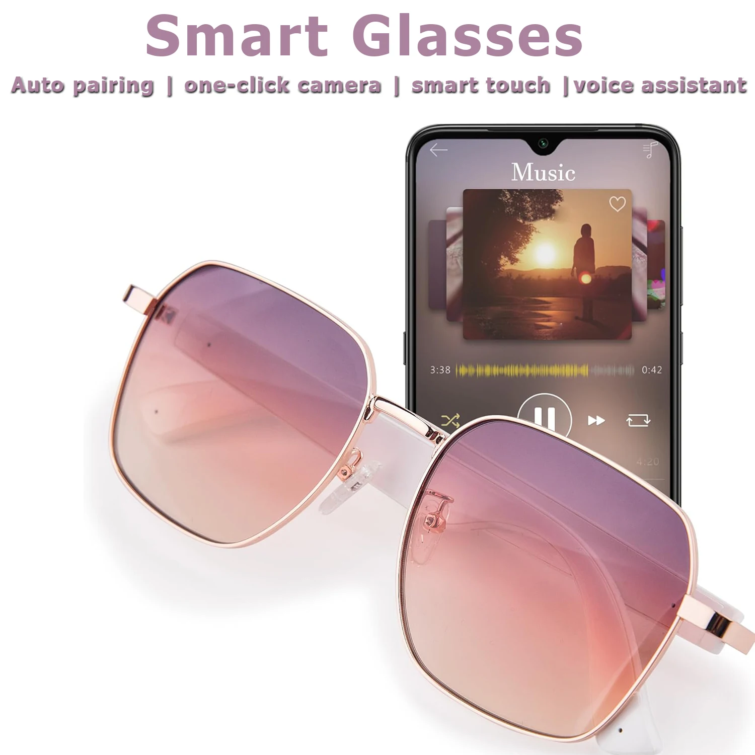 

Модные умные очки, беспроводные Bluetooth-наушники с громкой связью по музыке и микрофоном, стереодинамик