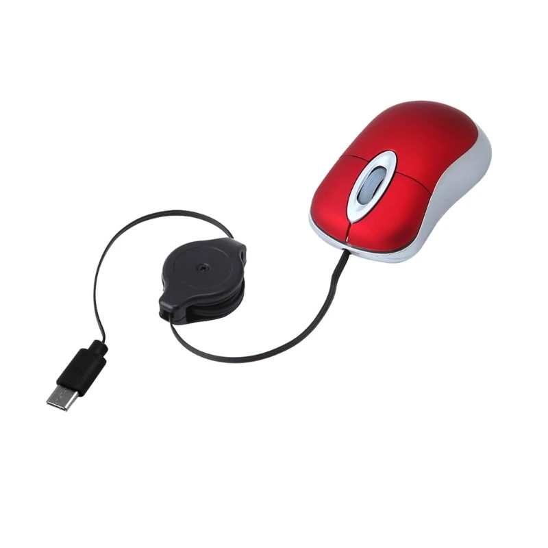 USB C 유선 마우스 접이식 케이블 노트북 마우스 유선 마우스 광학 여행